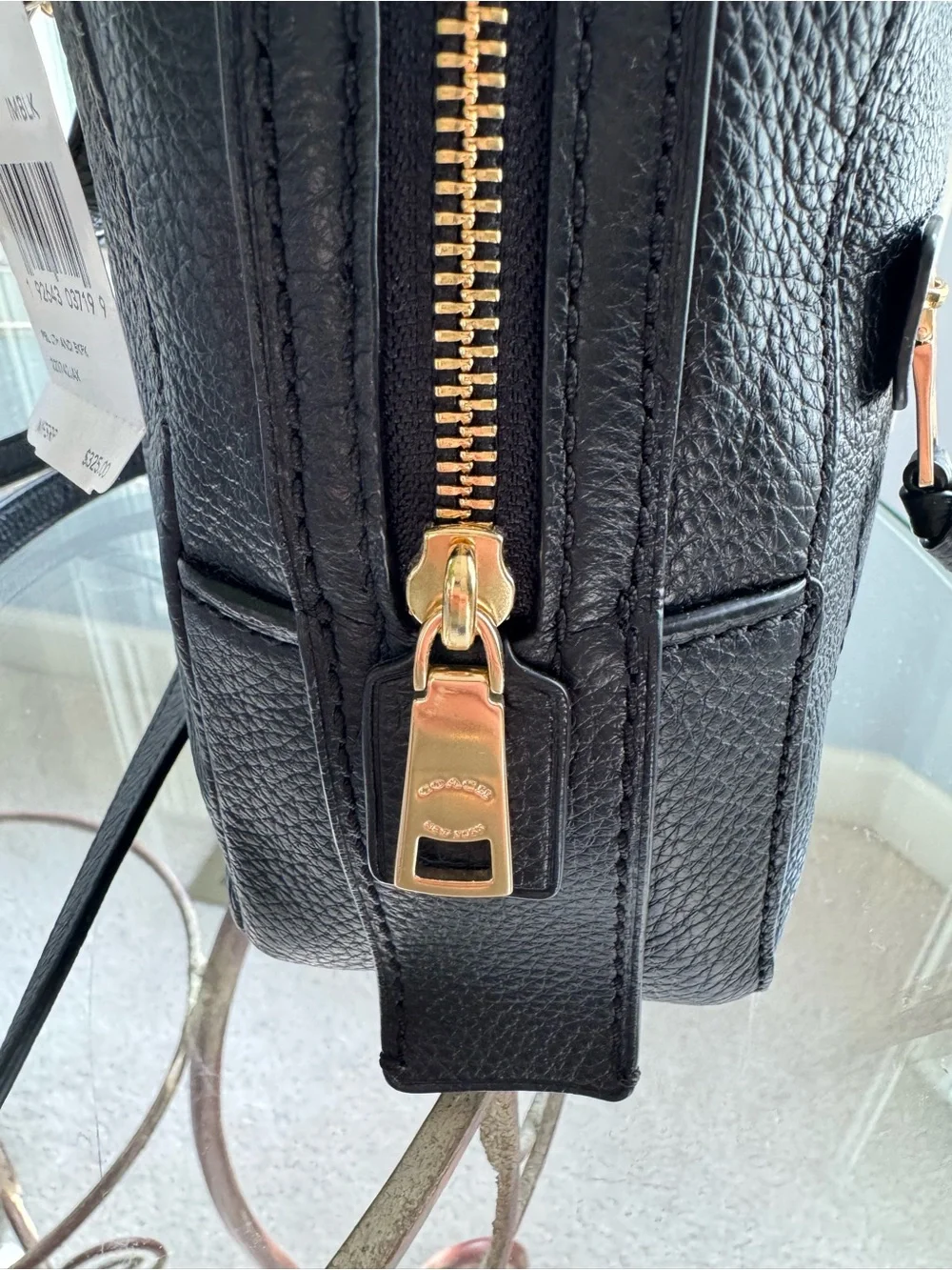 NWT Coach Andi Pebbled Leather Backpack Black Gold Hardware